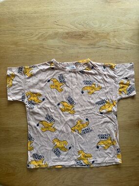Kids Bobo Choses Pastel Pink Tee with Yellow Dog Print